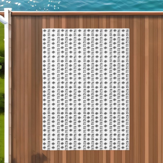 Black White Tribal Markings Stripes Outdoor Rug (Insitu (Outdoor 2))