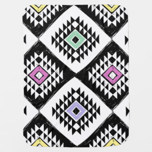 Black White Tribal Navajo Pattern Baby Blanket