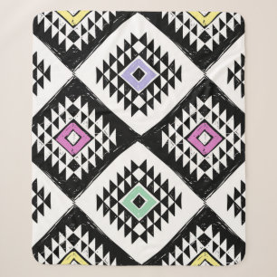 Black White Tribal Navajo Pattern Sherpa Blanket