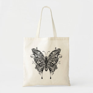 Black & White Tribal Style Butterfly Tote Bag