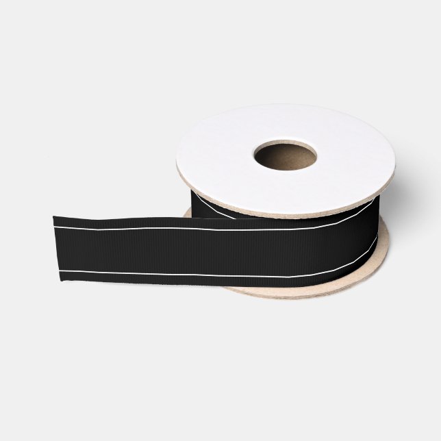 Black White Trim Preppy Sports School Timeless Grosgrain Ribbon (Spool)