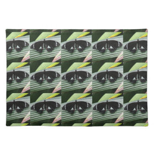 Black & White Tropical Butterfly Cloth Placemat