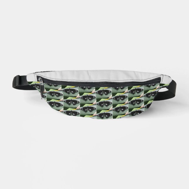 Black & White Tropical Butterfly  Fanny Pack (Front)