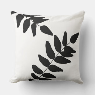 Black & White Tropical Foliage Lg. Outdoor Outdoor Pillow