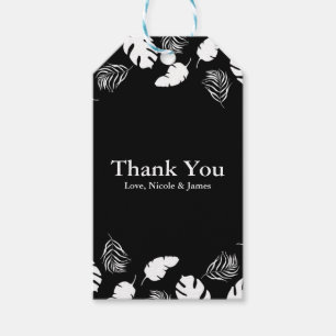 Black & White Tropical Leaves Elegant Chic Party Gift Tags