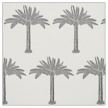 Black &amp; White Tropical Palm Tree Any Custom Color Fabric