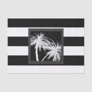 Black White Tropical Palm Trees Modern Chic Party Tissue Paper