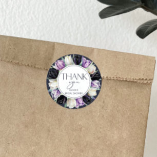 Black white tulips Bridal shower Thank You Classic Round Sticker