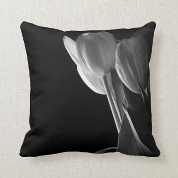 Black & White Tulips Throw Pillow by VoXeeD at Zazzle