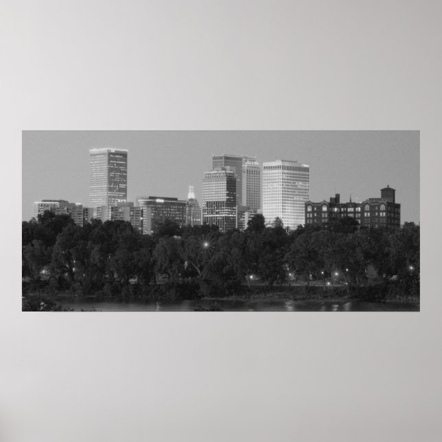 Black & White Tulsa Skyline Poster (Front)