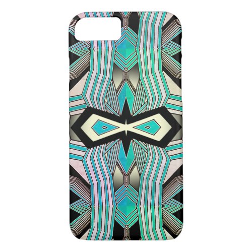 Black White  Turquoise Geometrical Line Art iPhone 87 Case