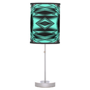 Black White Turquoise Ombre Modern Abstract Art Table Lamp