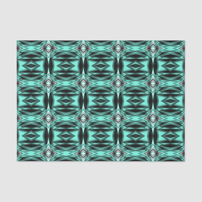 Black White Turquoise Ombre Modern Abstract Art Tissue Paper (Front)