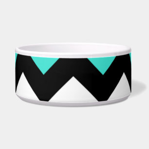 Black White Turquoise Zigzag Bowl
