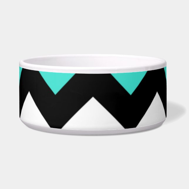 Black White Turquoise Zigzag Bowl (Front)