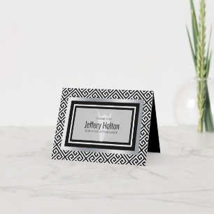 Black, white tuxedo, black bow, tie, formal letterpress thank you card