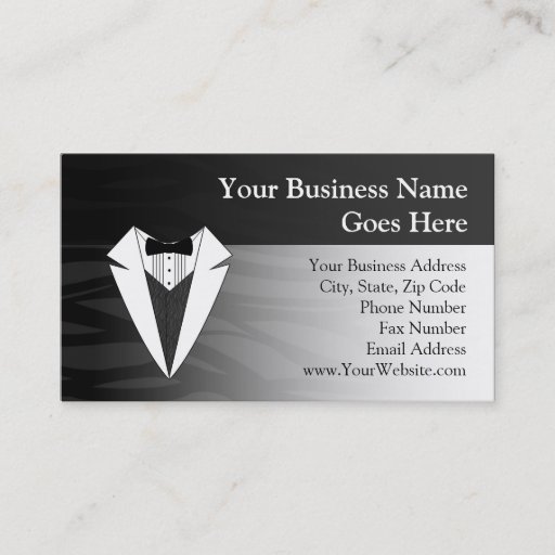 Customizable Black/White Tuxedo Business Card Template