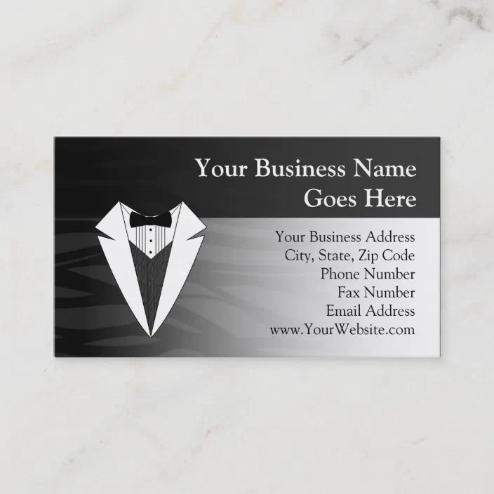 Black And White Tuxedo Personalized Business Cards 
