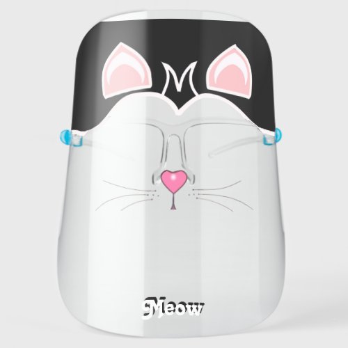 Black  white tuxedo cat and calligraphy face shield