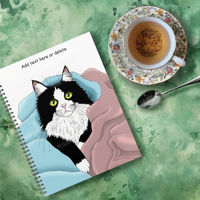 Black White Tuxedo Cat Blankets Cute Blue Pink  Planner (Creator Uploaded)