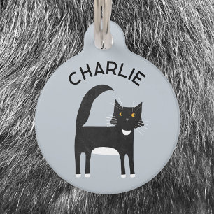 Black White Tuxedo Cat Personalized Pet ID Tag