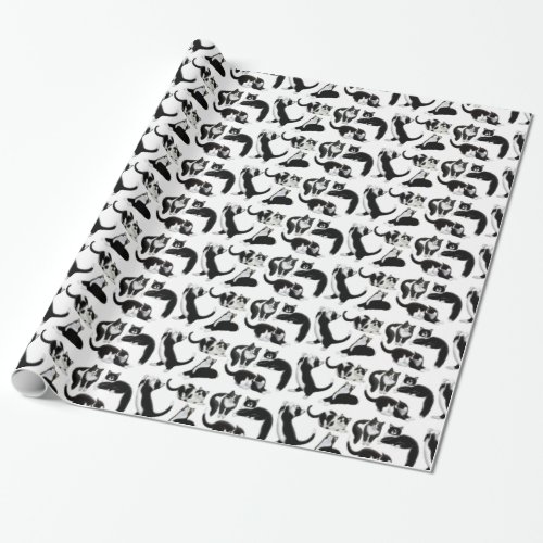 Black White Tuxedo Cats Wrapping Paper