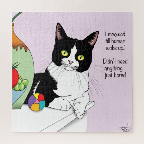 Black White Tuxedo Funny Cat Jigsaw Puzzle