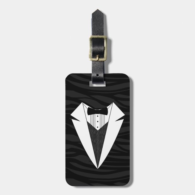 Black/White Tuxedo Luggage Tag (Front Vertical)