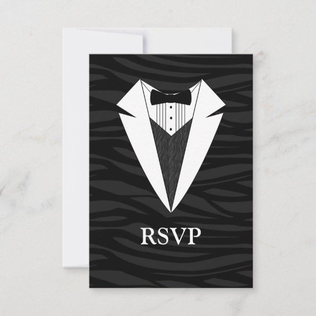 Black/White Tuxedo RSVP Card (Front)