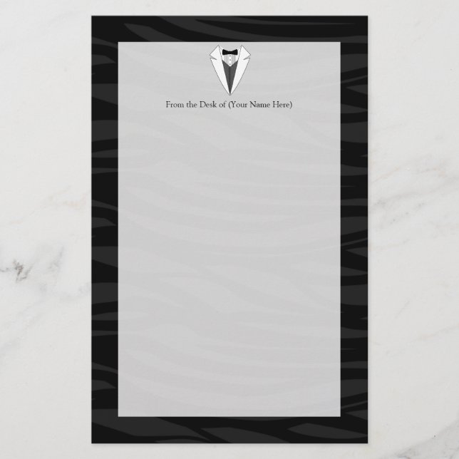 Black/White Tuxedo Stationery (Front)