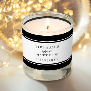 Black & White Tuxedo Wedding Elegant Calligraphy Scented Candle