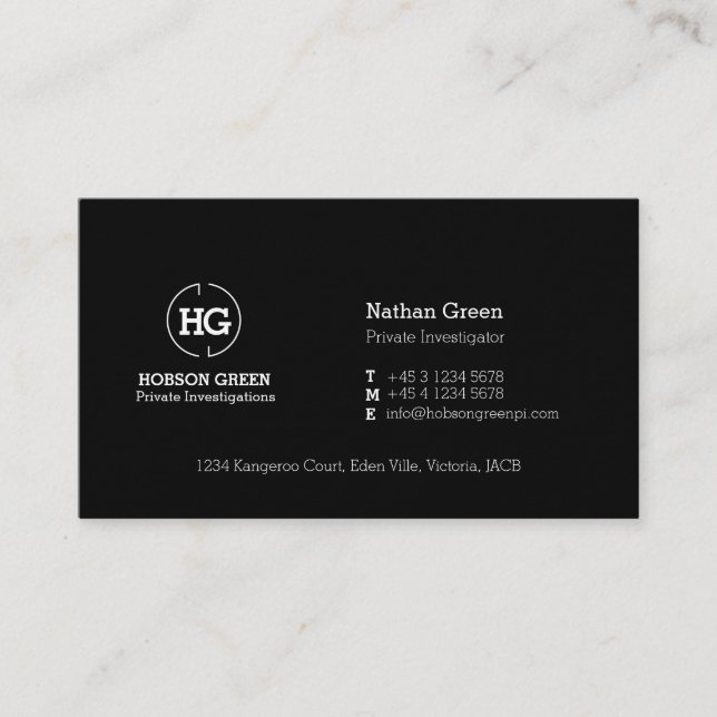 Black white two letter logo business card (Front)