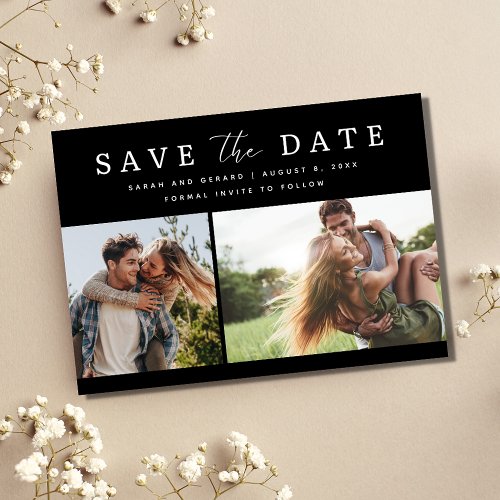 Black White Two Photo Wedding Save the Date