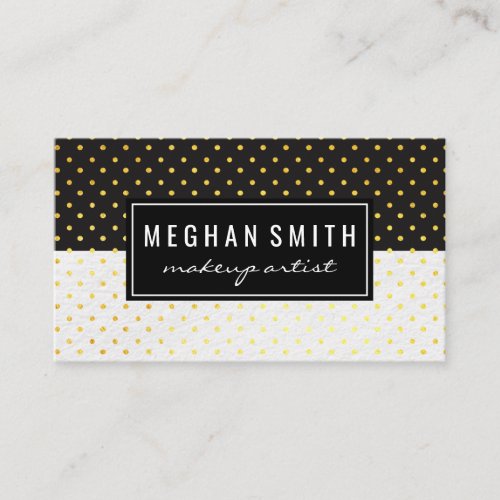 Black White Two Tone Polka Dot Pattern Business Card