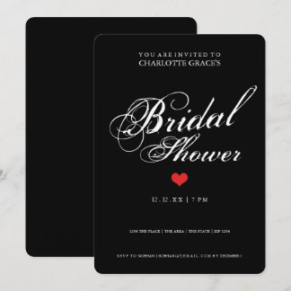 Black White Typography Bridal Shower Modern Simple Invitation