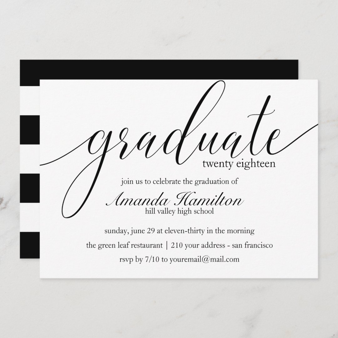 Black White typography Graduation Invitation | Zazzle