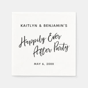 Black & White Typography Happily Ever After Party Napkins