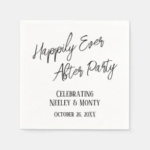 Black & White Typography Happily Ever After Party Napkins