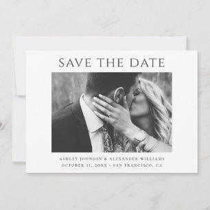 Black & White Typography. Minimalist Wedding Photo Save The Date