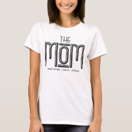 Black White Typography Personalized Mom T-Shirt