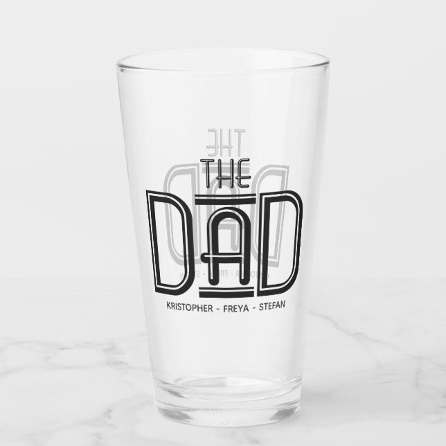 Black White Typography Personalized THE Dad Glass (Front)