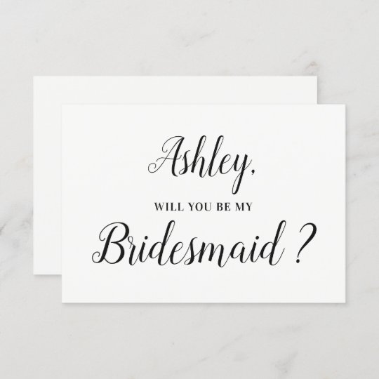 black white typography simple be my bridesmaid invitation | Zazzle.com