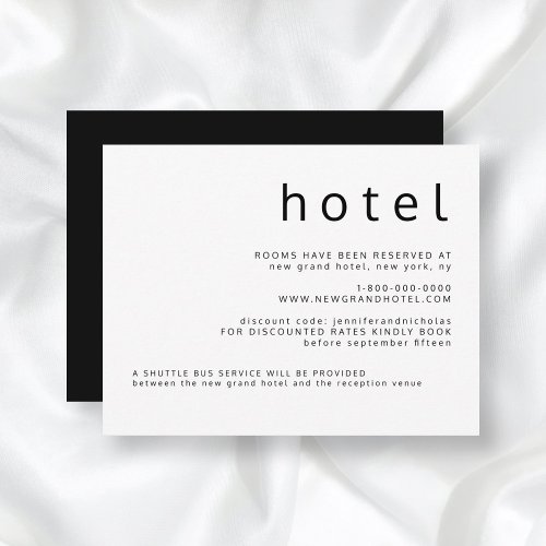 Black White Typography Wedding Accommodations  Enclosure Card