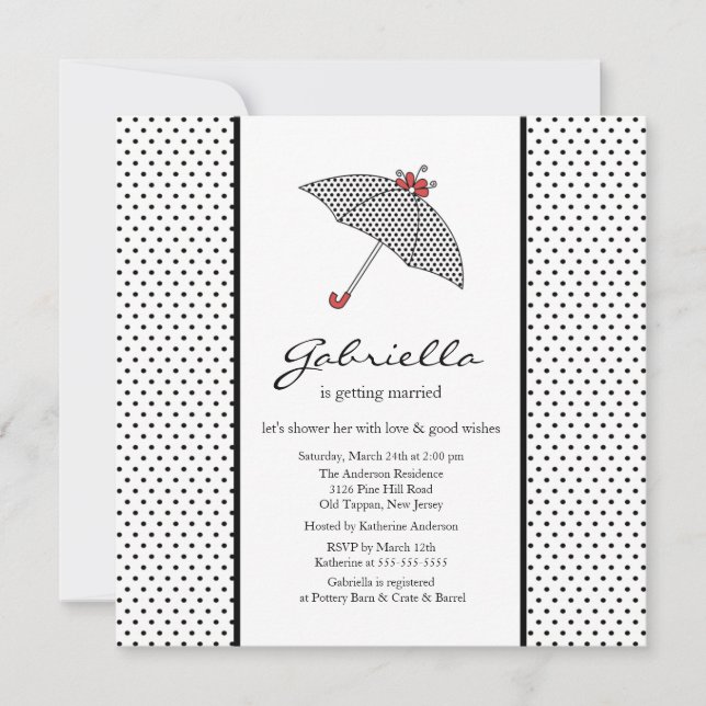 Black & White Umbrella Bridal Shower Invitation (Front)