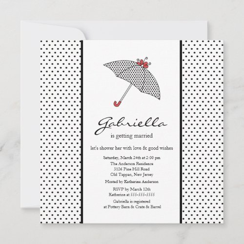 Black  White Umbrella Bridal Shower Invitation