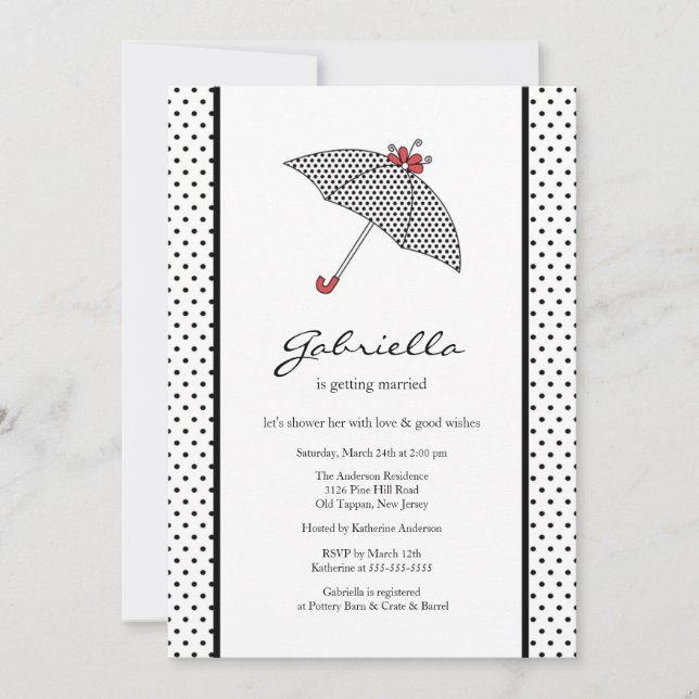 Black & White Umbrella Bridal Shower Invitation (Front)