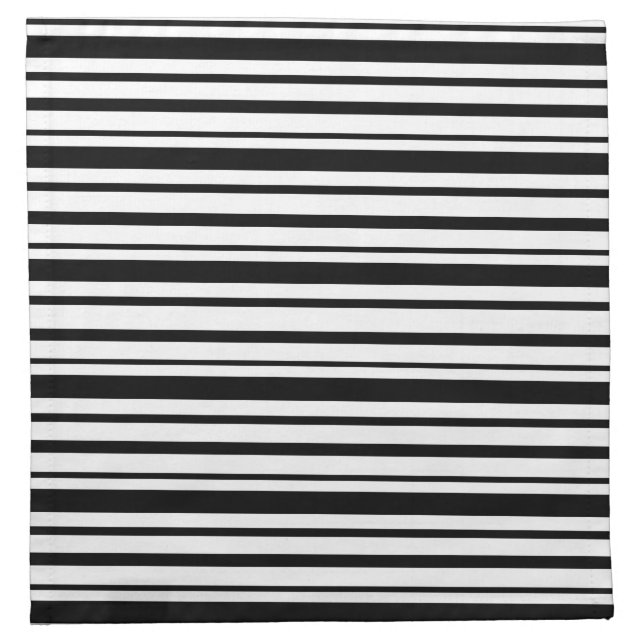 Black & White Uneven Stripes  Cloth Napkin (Front)