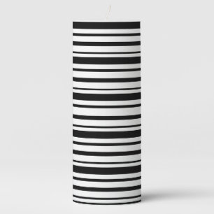 Black & White Uneven Stripes  Pillar Candle