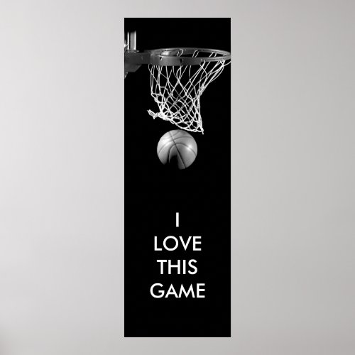 Black  White Unique Basketball Art Poster