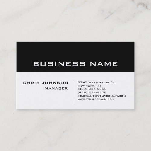 Black White Unique Chic Manager Business Card